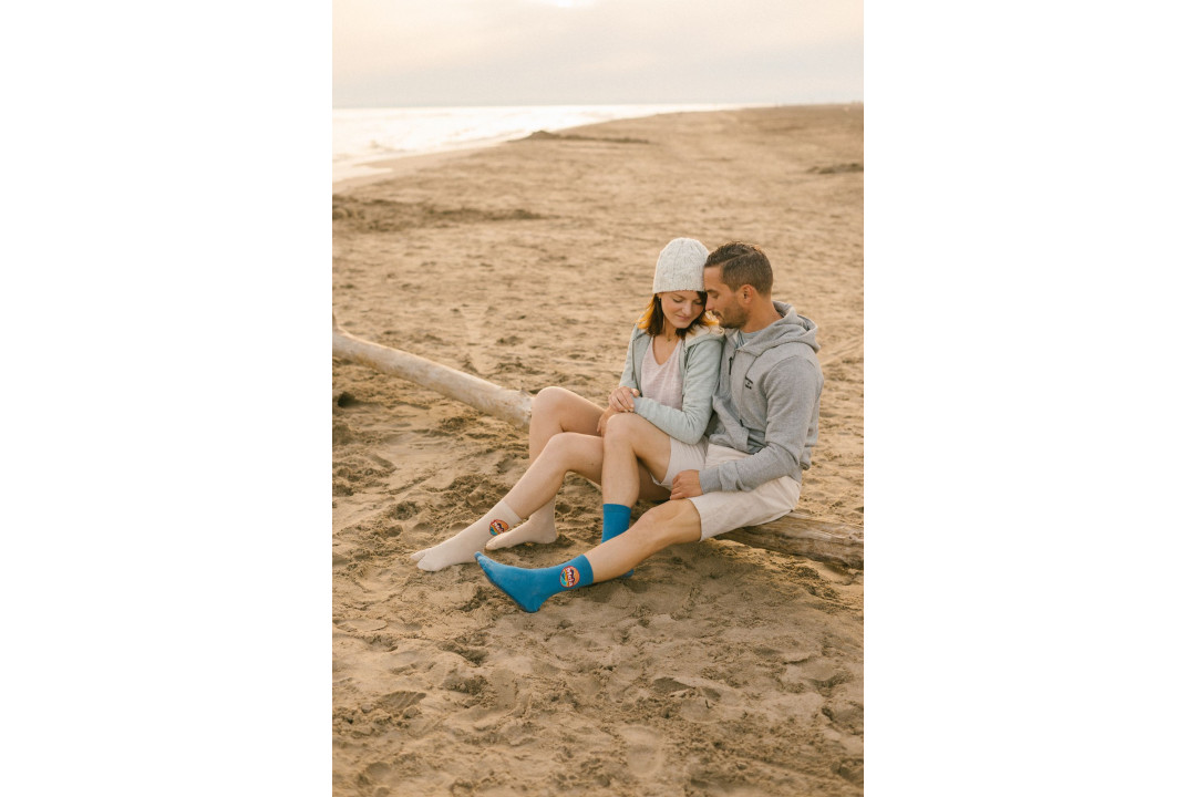 Chaussettes Tabi unies bleu Méditerranée – Made in France