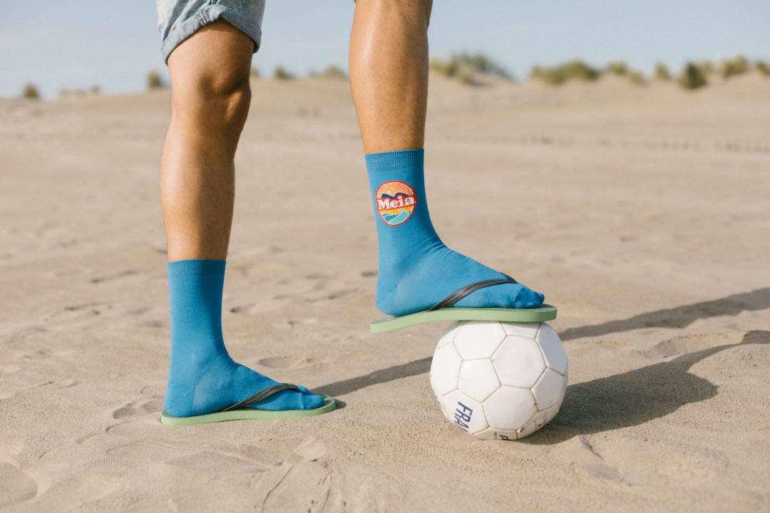 Chaussettes Tabi unies bleu Méditerranée – Made in France